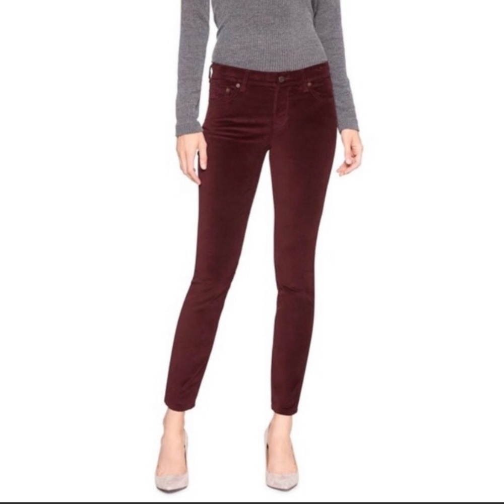 Banana Republic maroon velvet skinny jeans size US 27